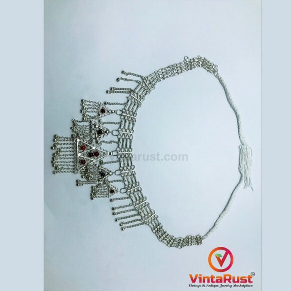 Ethnic Afghan Kuchi Belly Dance Belt: Silver Tribal Boho Belt main image 2